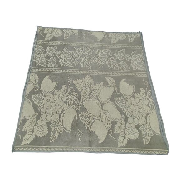 Vtg Green Cloth Napkins Jacquared Satin 16" Set Of 4 Pear Grape Ivy Fabric Olive - Picture 8 of 14